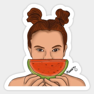 GIRL EATING WATERMELON / Sticker